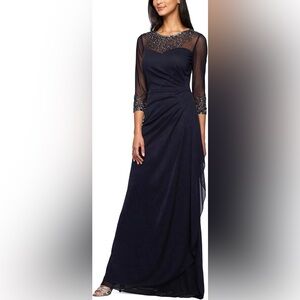 Beautiful Long Sleeve Navy Dress Perfect for Mother of the Bride